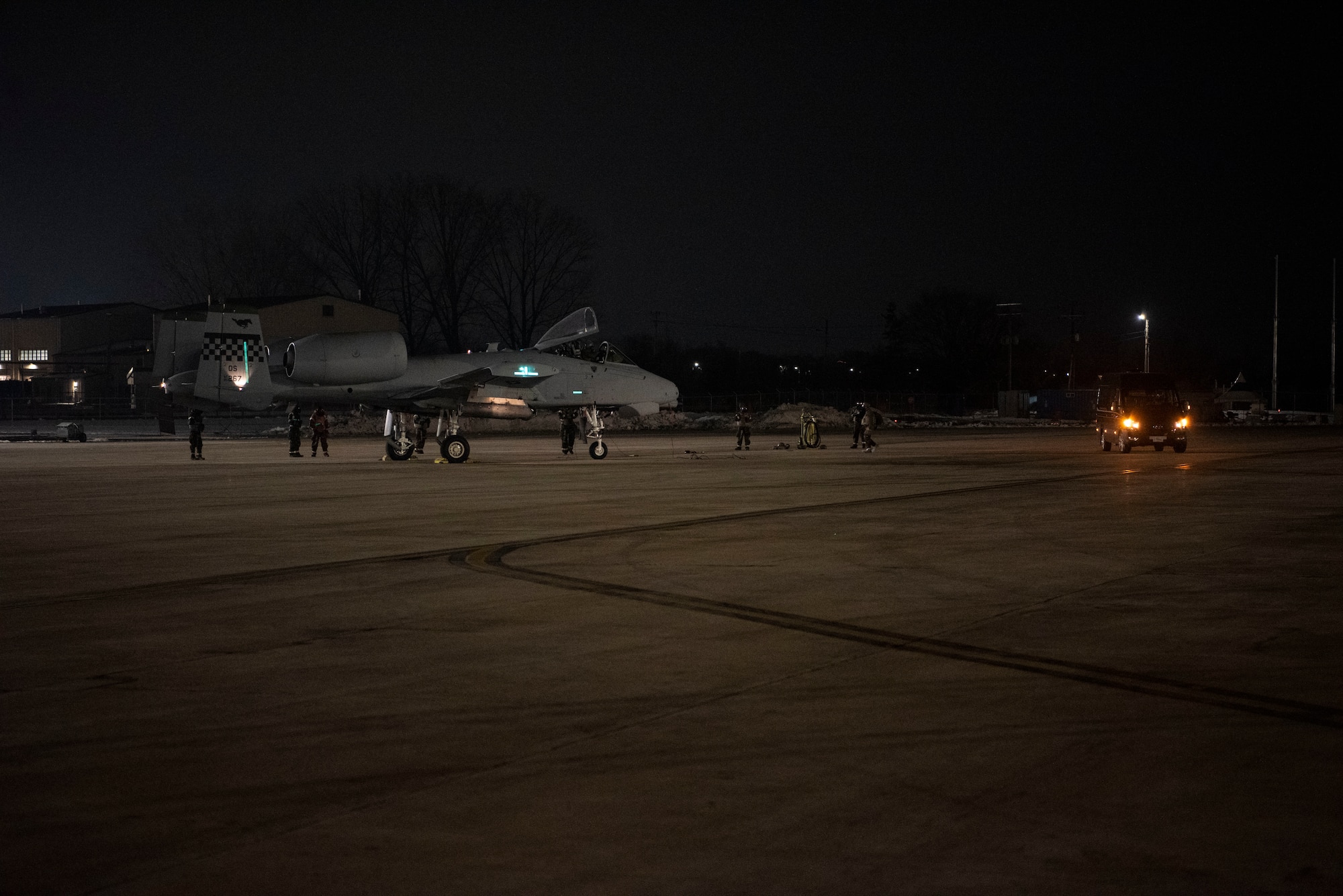 Airmen assigned to the 51st Fighter Wing prepare an A-10 Thunderbolt II for flight during exercise Beverly Herd 25-2 at Osan Air Base, Republic of Korea, Jan. 30, 2025. The 51st FW regularly conducts Beverly Herd exercises to test the wing’s ability to survive and operate in a contested environment. The wing also exercised generating airpower with potential CBRN contamination. (U.S. Air Force photo by Staff Sgt. Jason W. Cochran)
