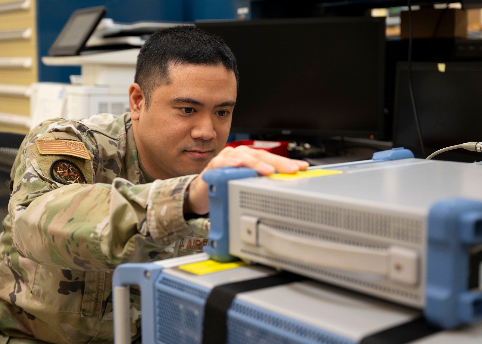 U.S. Air Force Airmen with the 62d Maintenance Squadron precision measurement equipment laboratory, calibrate and repair measurement and diagnostic equipment at Joint Base Lewis-McChord, Washington, Jan. 22, 2025. PMEL Airmen receive numerous pieces of equipment requiring calibration for pressure, torque, voltage, resistance or frequency. Their attention to detail and precision ensures equipment is reliable and accurate for the safety and success in executing today’s global airlift mission.