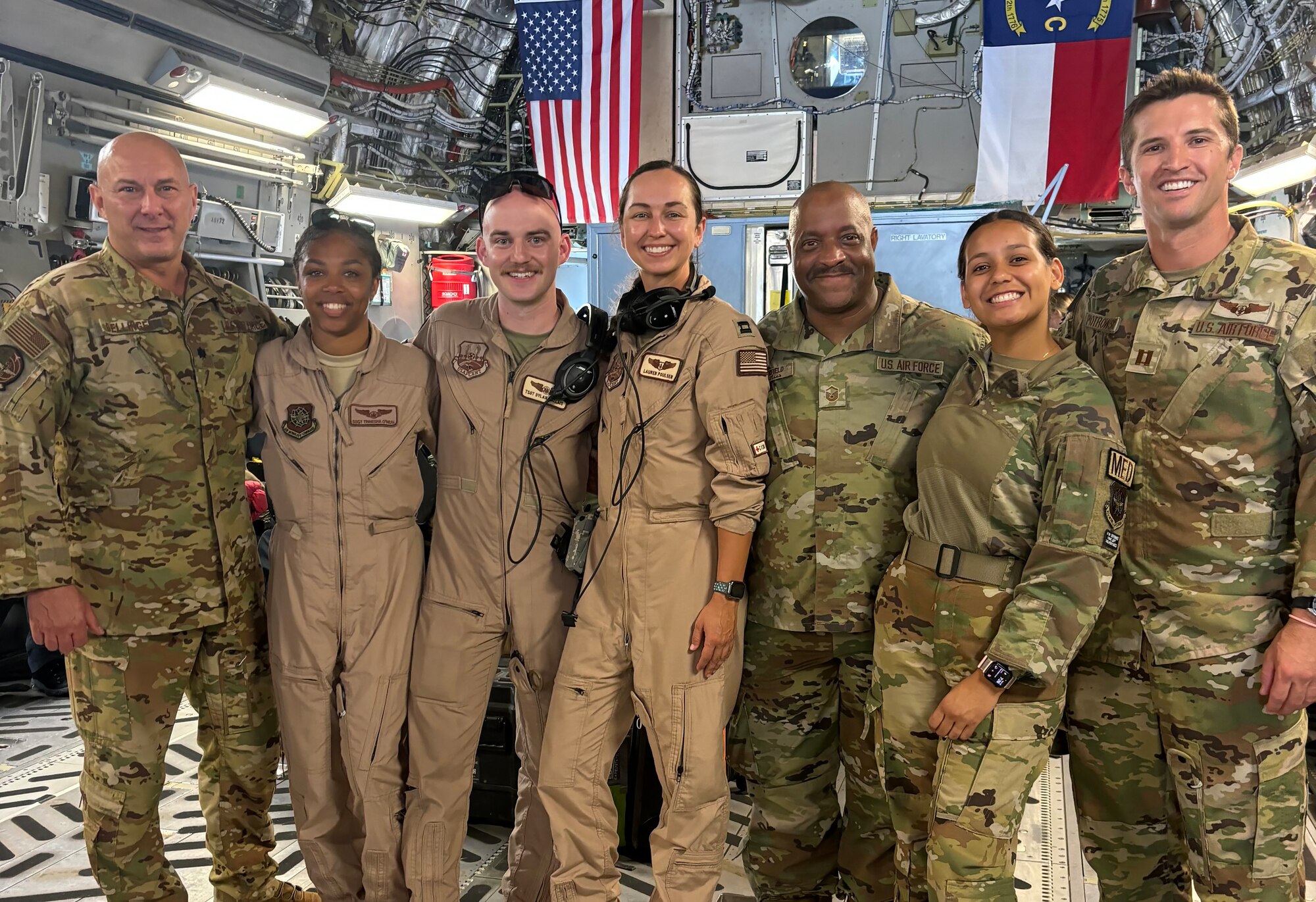 Members of the 36th Aeromedication Evacuation Squadron deployed to Ali Al Salem Air Base, Kuwait pose together during their deployment.