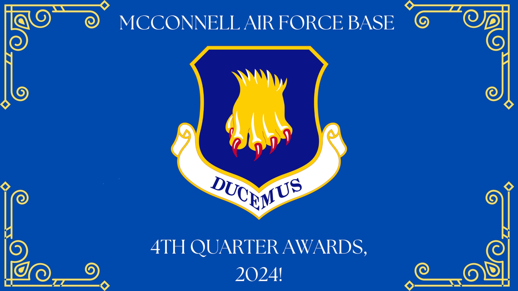 McConnell AFB 4th Qtr. Awards 2024. (Air Force Graphic by Airman 1st Class Gavin Hameed)