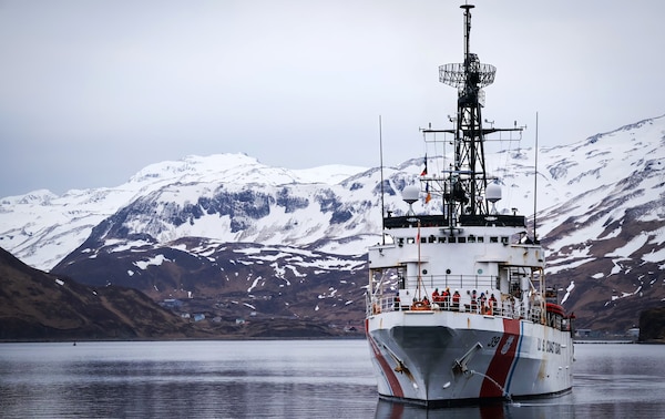 Coast Guard Cutter Alex Haley (WMEC 39) transits inbound Dutch Harbor while on patrol in the Gulf of Alaska. As the only major cutter homeported in Alaska, Alex Haley’s primary missions are search and rescue, international/domestic fisheries enforcement, and homeland defense. (U.S. Coast Guard Photo by Lt. j.g. John Walsh)