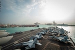 The Nimitz-class aircraft carrier USS Carl Vinson (CVN 70) arrives at Port Laem Chabang, Thailand, Jan. 27, 2025.