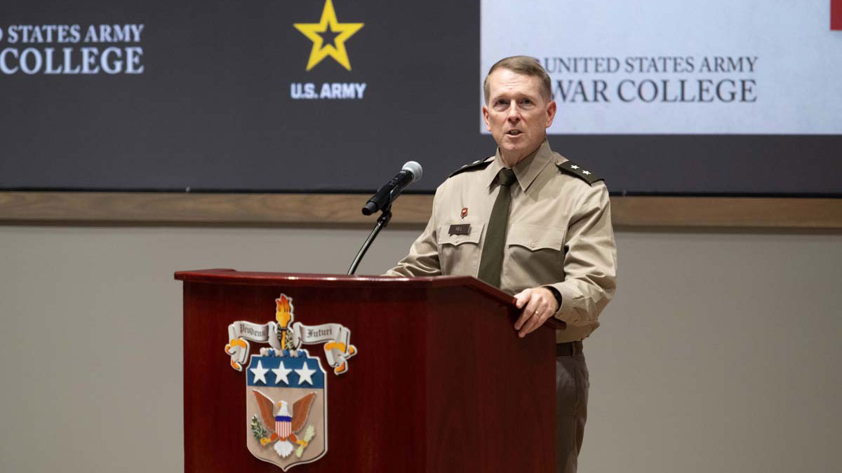MG Hill, Commandant, US Army War College (USAWC), opens the Carlisle Conference on the PLA panel event for USAWC students and faculty, which was streamed live on the USAWC YouTube channel and is available for viewing.