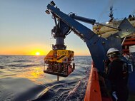 SUPSALV and Phoenix personnel recovering CURV ROV during operations in the Atlantic.