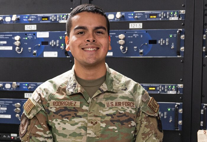 U.S. Air Force Senior Airman Jeffrey Rodriguez, 42nd Operation Support Squadron, Radar, Airfield and Weather Systems technician, poses for a photo at Maxwell Air Force Base, Alabama, January 27, 2025.