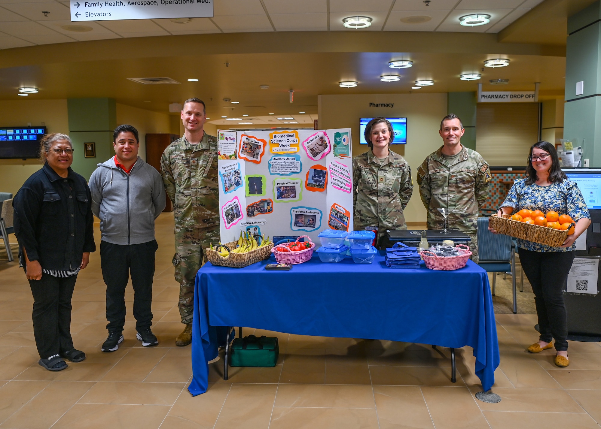 Members of the 30th Medical Group pose for a photo during Biomedical Sciences Corps Week at Vandenberg Space Force Base.