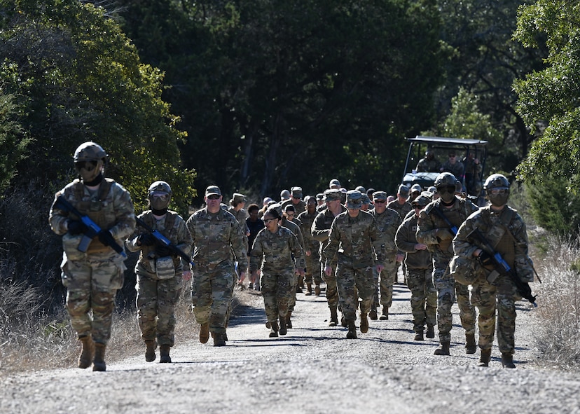 U.S. Air Force Airmen participated in a field training exercise on Jan. 31, 2025, at the 59th Medical Readiness Training Center, Joint Base San Antonio-Camp Bullis, Texas.