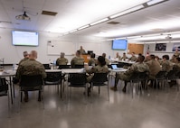 U.S. Air Force Airmen and senior leaders attended a medical readiness briefing on Jan. 31, 2025, at the 59th Medical Readiness Training Center, Joint Base San Antonio-Camp Bullis, Texas.