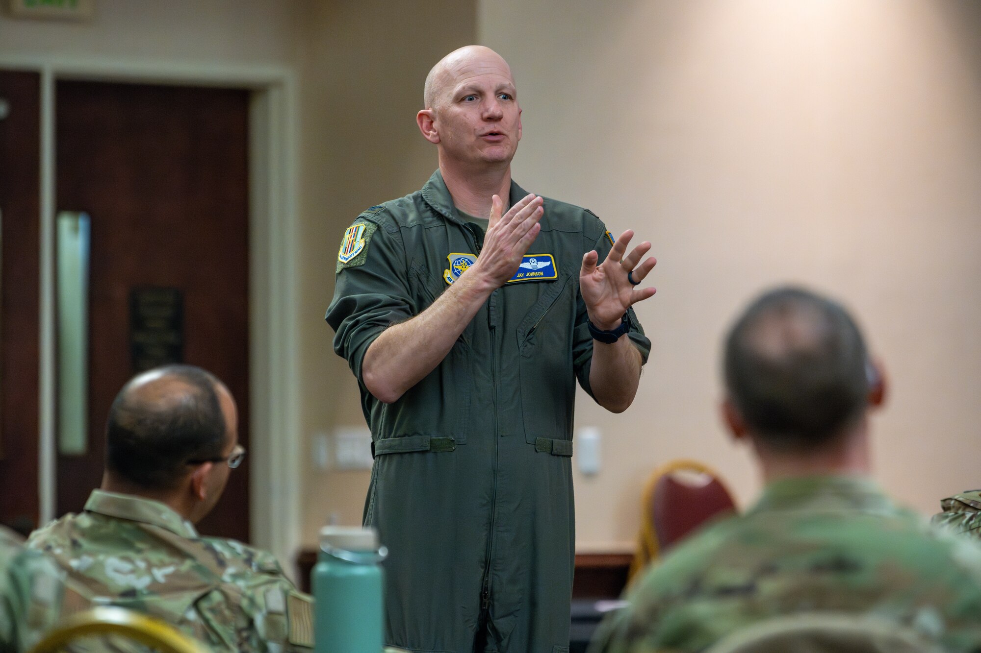 Colonel speaks to audience