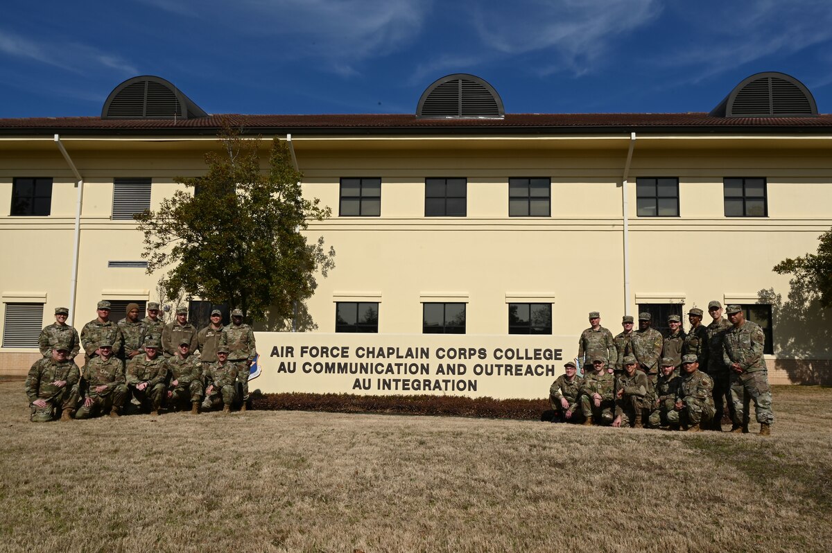 U.S. Airmen pose for a photo at Maxwell Air Force Base, Alabama, Jan. 28, 2025.