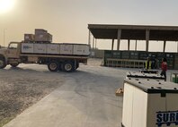 APS-5 staff prepare and load equipment and supplies for hand-off to 3rd Medical Command (Forward) personnel to establish a forward resuscitative surgical detachment, or FRSD, at Camp Arifjan, Kuwait, as part of an emergency deployment readiness exercise, or EDRE. The set included over 48 tri-walls of medical equipment and supplies.