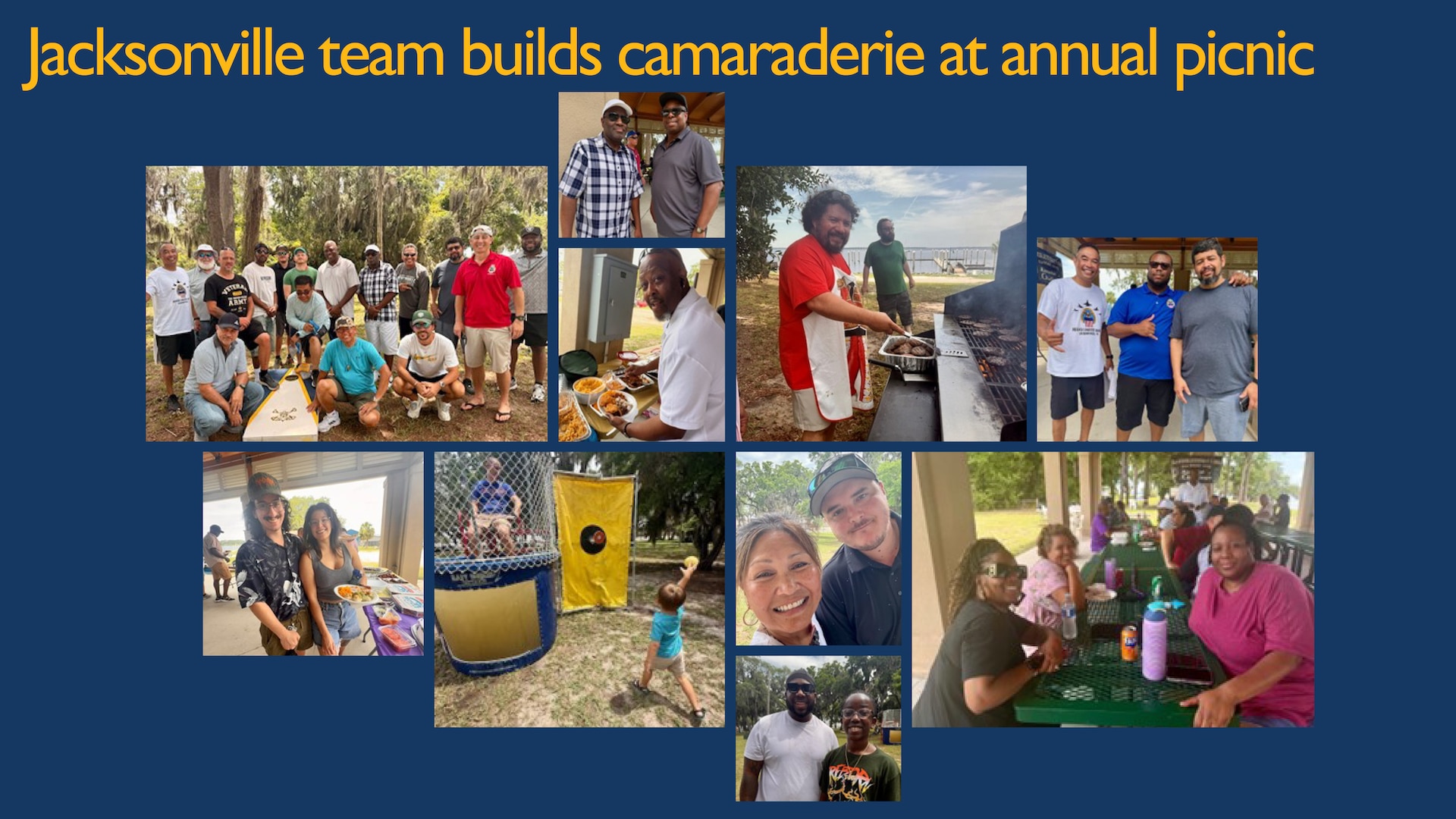 A collage of photos from a picnic