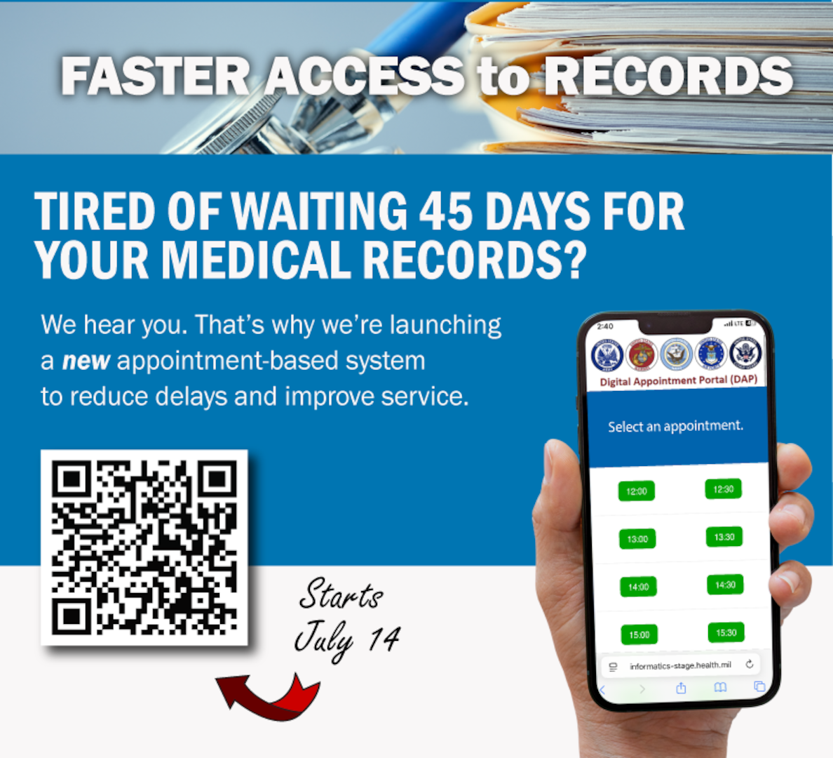 In response to high demand and long processing times, Irwin Army Community Hospital is launching a new appointment-based system to streamline medical records requests and improve service for patients and families.