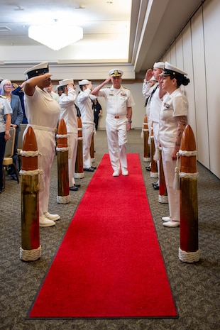 250630-N-MZ309-2015 SILVERDALE, Wash. (June 30, 2025) — Rear Adm. Mark Sucato arrives to a change of command ceremony held in Bangor Plaza at Naval Base Kitsap-Bangor, June 30, 2025. During the ceremony Capt. Jason Sherman relieved Sucato as commander, Navy Region Northwest. Commander, Navy Region Northwest provides consolidated base operations support for Navy activities in Washington, Oregon, Alaska, Idaho, Montana, Wyoming, North Dakota, South Dakota, Nebraska, Minnesota and Iowa. The commander oversees the assigned shore organization and provides facilities and space management, exercise coordination, and support to homeported and transient ships, submarines and aircraft as well as afloat and ashore tenants, military and family members. (U.S. Navy photo by Mass Communication Specialist 1st Class Ryan Riley)
