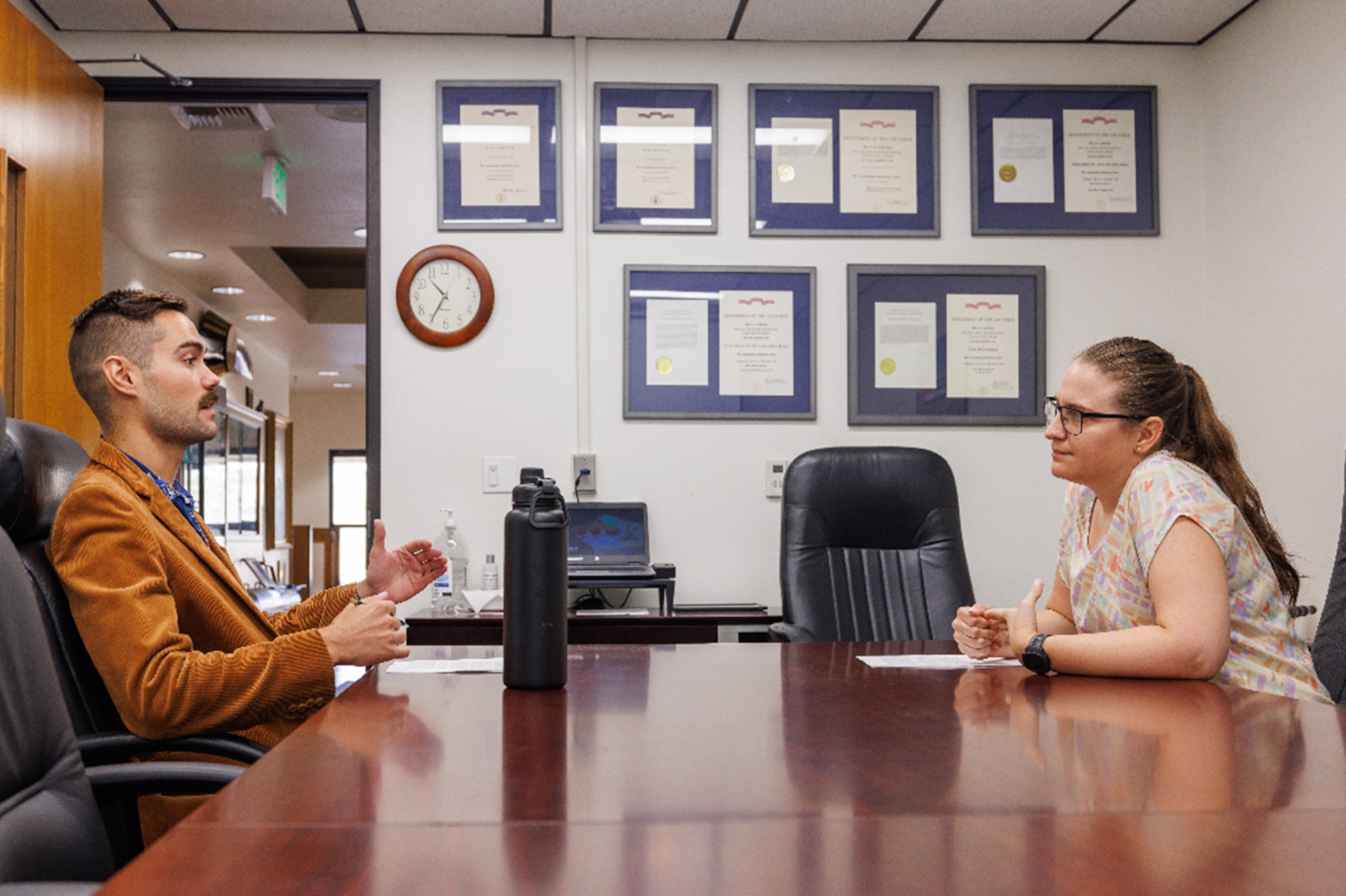 Air Force Test Pilot School Class 24A students practice negotiation skills based on a real-world test leadership challenge. (Courtesy photo)