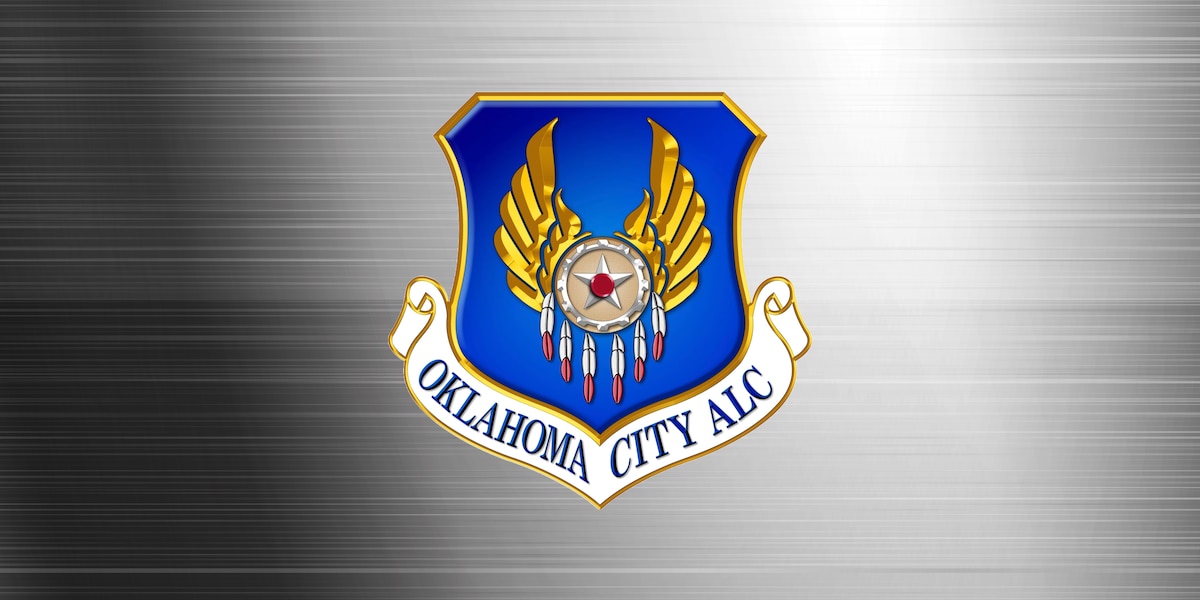 Oklahoma City Air Logistics Complex shield on a grey background
