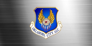 Oklahoma City Air Logistics Complex shield on a grey background