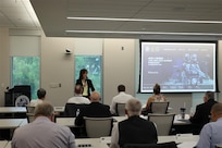Deputy JPEO-CBRND, Nicole Kilgore, welcomes participants to the Radiological and Nuclear Defense Summer Workshop on June 16, 2025, at the Edgewood Area of Aberdeen Proving Ground, Maryland.