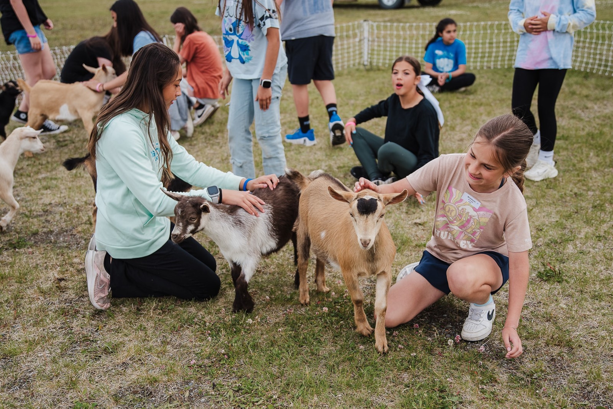The Christain community on Joint Base Elmendorf-Richardson, Alaska hosts a petting zoo at its annual Vacation Bible School June 27, 2025. This event promoted community and gave local youth faith-based learning opportunities (Courtesy Photo)