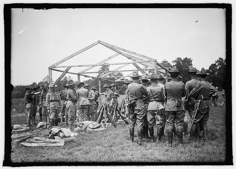 Pennsylvania National Guard Soldiers train at the Pennsylvania State Military Reservation at Mount Gretna in southern Lebanon County in 1913. (Library of Congress photo)