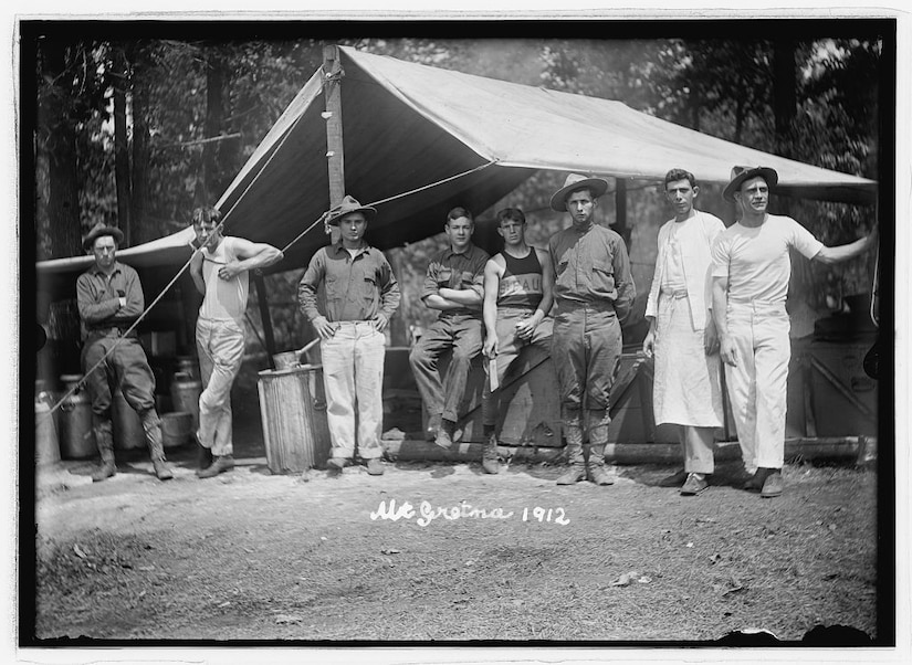 Pennsylvania National Guard Soldiers train at the Pennsylvania State Military Reservation at Mount Gretna in southern Lebanon County in 1912. (Library of Congress photo)