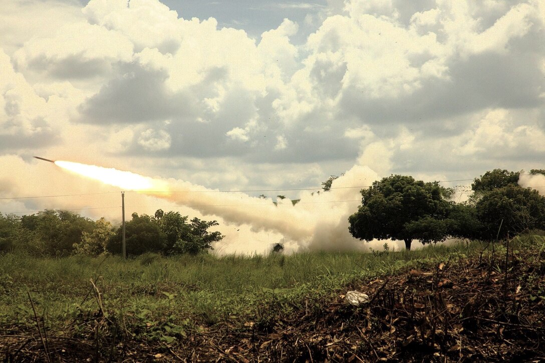Soldiers from 5-3 Long Range Fires Battalion and Philippine Army Artillery Regiment fire an M142 HIMARS during a live-fire exercise on 30 June, at Fort Magsaysay Military Reservation, Nueva Ecija, Philippines.