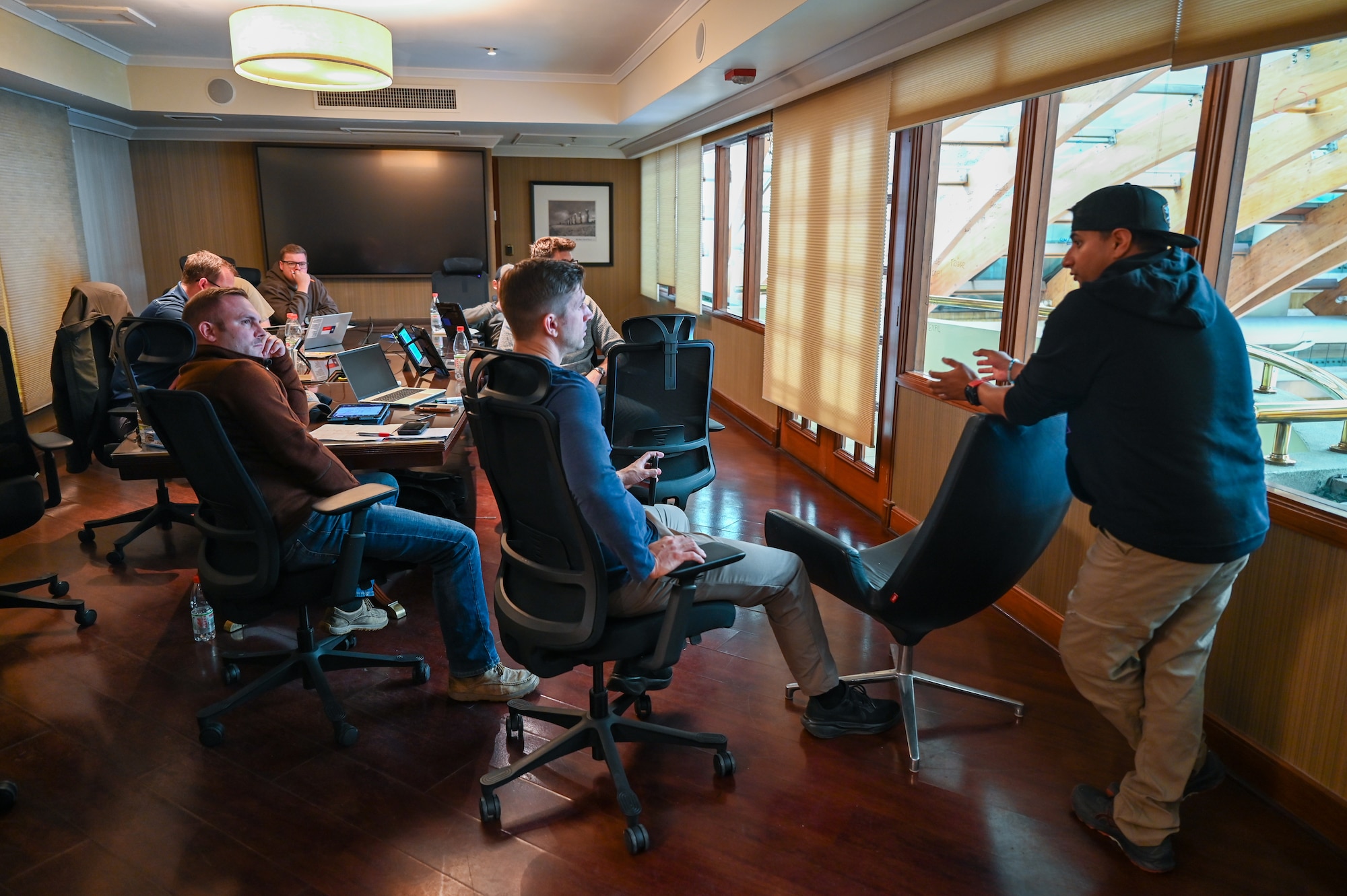 Mission planners from several of the airlift wings supporting Exercise Southern Star '25 hold a meeting near Santiago, Chile June 2, 2025.