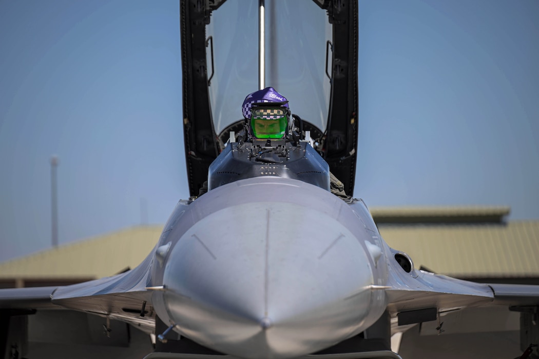 Pilot sitting in F-16