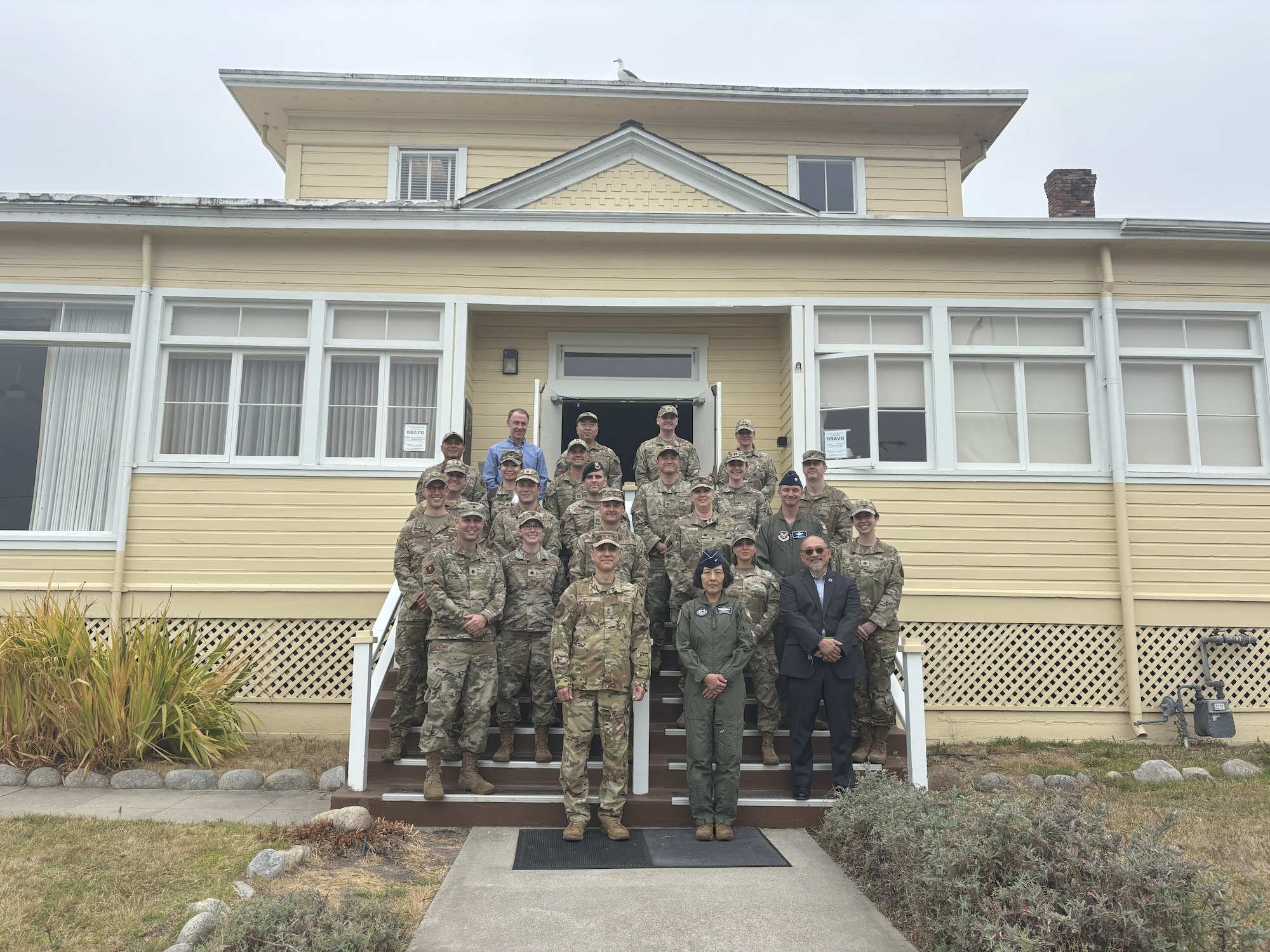 U.S. Air Force Maj. Gen. Ricky Mills, the Assistant Deputy Under Secretary of the Air Force for International Affairs, joins U.S. Air Force personnel attending Phase 1 of the Joint Foreign Area Officer Course at the Weckerling Center on the Presidio of Monterey, June 23-27, 2025.