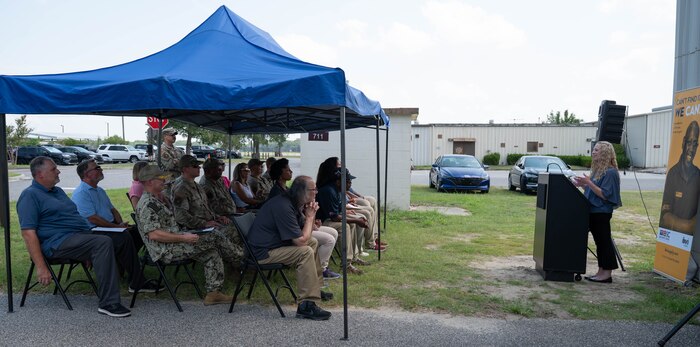 Honor Guard presents the colors during the 25th anniversary of the Base Supply Center