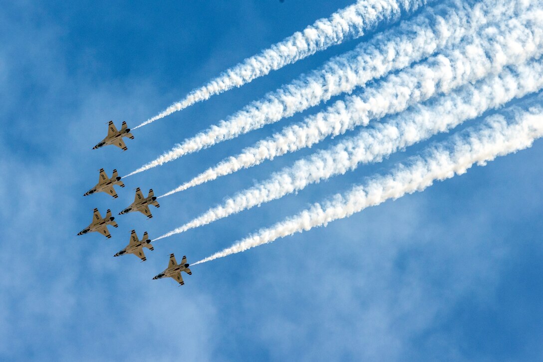 Thunderbirds flying in formation