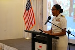 NUKU’ALOFA, Tonga (June 26, 2025) U.S. Public Health Service Lt. Cmdr. Lusi Martin-Braswell, Dietician deployed in support of Pacific Partnership 2025 (PP-25), provides remarks during a closing ceremony at the Tanoa International Dateline Hotel as part of PP-25 in Nuku’Alofa, Tonga, June 27, 2025. Now in its 21st iteration, the Pacific Partnership series is the largest annual multinational humanitarian assistance and disaster management preparedness mission conducted in the Indo-Pacific. Pacific Partnership works collaboratively with host and partner nations to enhance regional interoperability and disaster response capabilities, increase security and stability in the region, and foster new and enduring friendships in the Indo-Pacific. (U.S. Navy photo by Mass Communication Specialist 2nd Class Moises Sandoval/Released)