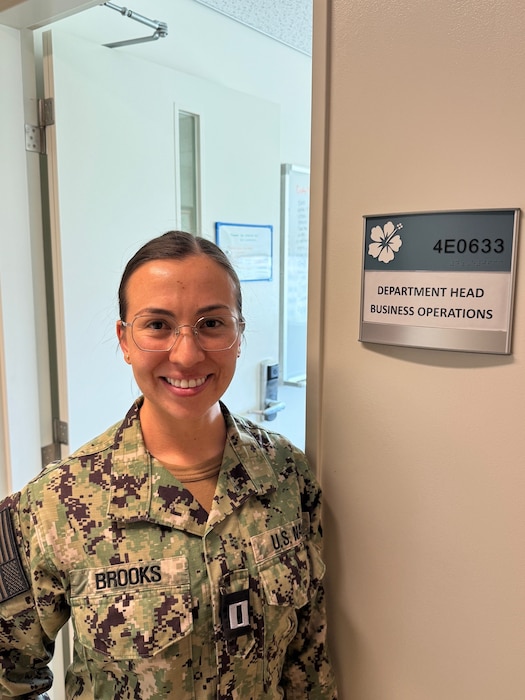 Lt. Brittany Brooks with U.S. Navy Medicine Readiness and Training Command Okinawa and the department head for Business Operations at U.S. Naval Hospital, Okinawa, and her team won the Rapid Improvement Event category in the 2025 Naval Medical Forces Pacific Continuous Process Improvement Project Competition with their project “Improve Central Booking Effectiveness.” Faced with a 23% unanswered call rate, Brooks, from Douglas, Arizona, and her team implemented staff adjustments, training enhancements, and Information Technology improvements, reducing the rate to 3% and significantly improving access to care and increasing operational readiness.