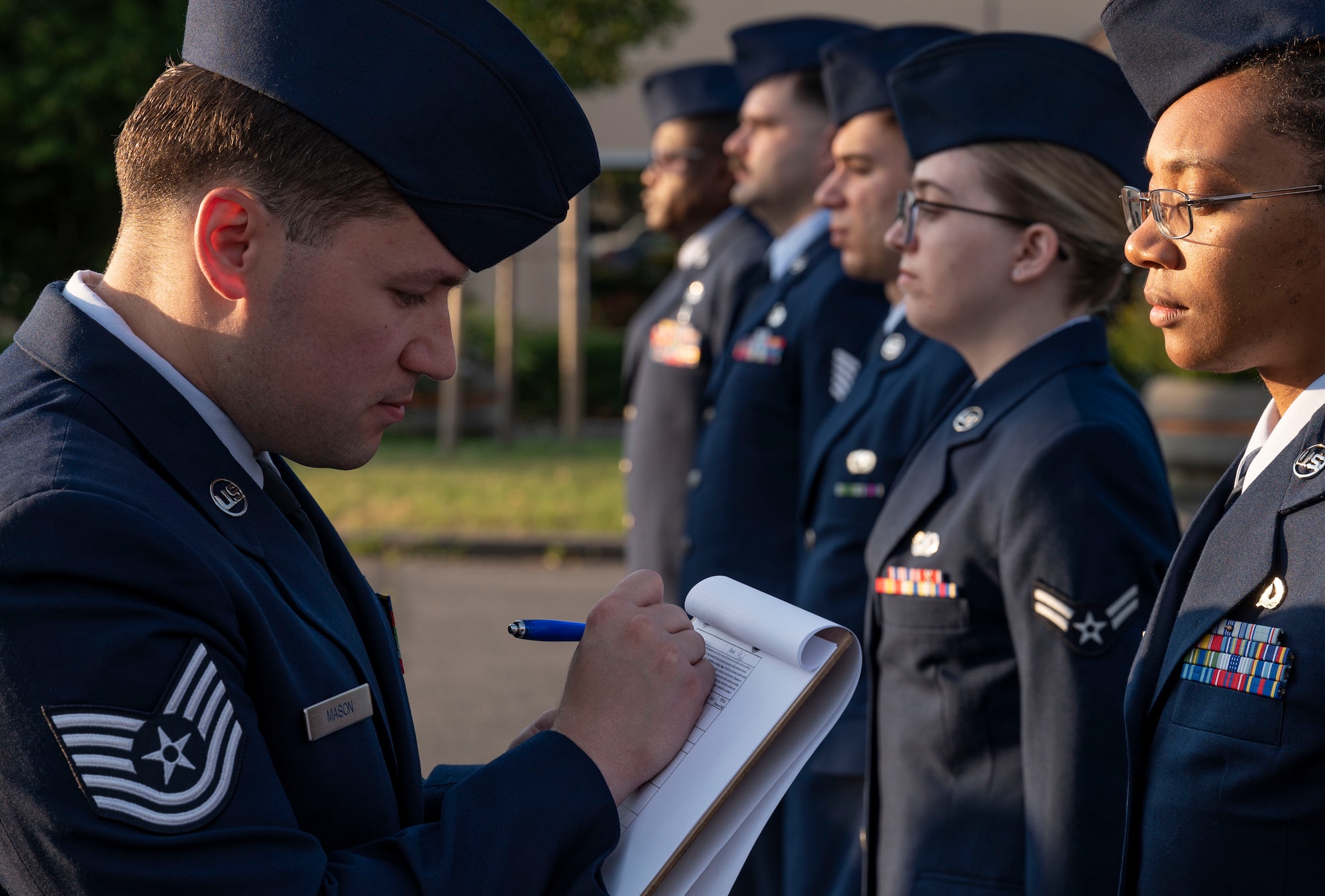 Airmen at blues inspection
