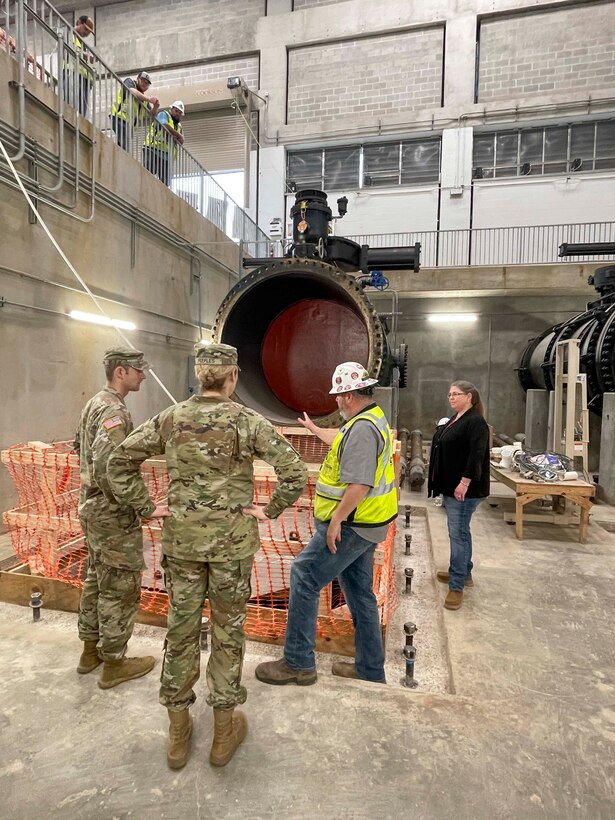 Mississippi Valley Division Commander Maj. Gen. Kimberly Peeples toured the Grand Prairie Pumping Station Project, May 2, along with Memphis District Commander Col. Brian Sawser, Deputy District Engineer for Programs and Project Management Donny Davidson, Project Manager Billy Grantham, contractor C.J. Mahan Construction Company, and project partner White River Irrigation District. Representatives from U.S. Sen. Tom Cotton's office, U.S. Sen. John Boozman, and U.S. Rep. Rick Crawford, also toured the project area.