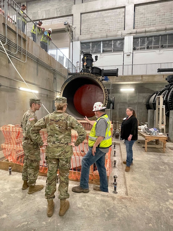 Mississippi Valley Division Commander Maj. Gen. Kimberly Peeples toured the Grand Prairie Pumping Station Project, May 2, along with Memphis District Commander Col. Brian Sawser, Deputy District Engineer for Programs and Project Management Donny Davidson, Project Manager Billy Grantham, contractor C.J. Mahan Construction Company, and project partner White River Irrigation District. Representatives from U.S. Sen. Tom Cotton's office, U.S. Sen. John Boozman, and U.S. Rep. Rick Crawford, also toured the project area.