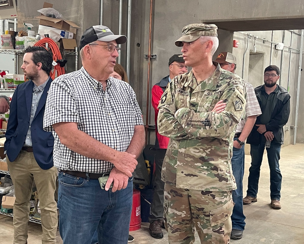 Mississippi Valley Division Commander Maj. Gen. Kimberly Peeples toured the Grand Prairie Pumping Station Project, May 2, along with Memphis District Commander Col. Brian Sawser, Deputy District Engineer for Programs and Project Management Donny Davidson, Project Manager Billy Grantham, contractor C.J. Mahan Construction Company, and project partner White River Irrigation District. Representatives from U.S. Sen. Tom Cotton's office, U.S. Sen. John Boozman, and U.S. Rep. Rick Crawford, also toured the project area.