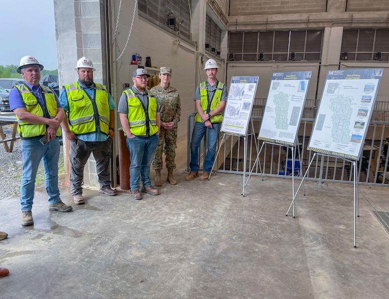 Mississippi Valley Division Commander Maj. Gen. Kimberly Peeples toured the Grand Prairie Pumping Station Project, May 2, along with Memphis District Commander Col. Brian Sawser, Deputy District Engineer for Programs and Project Management Donny Davidson, Project Manager Billy Grantham, contractor C.J. Mahan Construction Company, and project partner White River Irrigation District. Representatives from U.S. Sen. Tom Cotton's office, U.S. Sen. John Boozman, and U.S. Rep. Rick Crawford, also toured the project area.