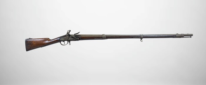 A U.S. Springfield Model 1795 Flintlock Musket, displayed at a National Museum of the Marine Corps storage facility, Marine Corps Base Quantico, Virginia, July 1, 2025.  (U.S. Marine Corps photo illustration by Sgt. James Stanfield)