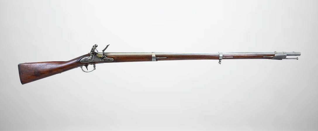 A U.S. Springfield Model 1816 Flintlock Musket displayed at a National Museum of the Marine Corps storage facility, Marine Corps Base Quantico, Virginia, July 1, 2025.  (U.S. Marine Corps photo illustration by Sgt. James Stanfield)