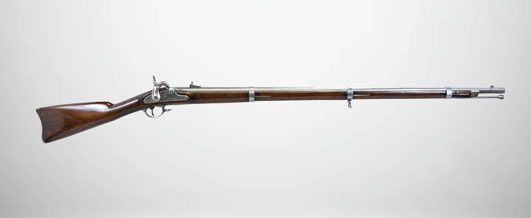 A U.S. Springfield Model 1861 Rifled Musket displayed at a National Museum of the Marine Corps storage facility, Marine Corps Base Quantico, Virginia, July 1, 2025.  (U.S. Marine Corps photo illustration by Sgt. James Stanfield)