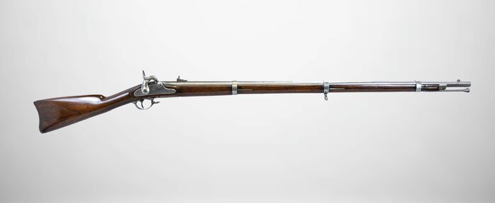 A U.S. Springfield Model 1861 Rifled Musket displayed at a National Museum of the Marine Corps storage facility, Marine Corps Base Quantico, Virginia, July 1, 2025.  (U.S. Marine Corps photo illustration by Sgt. James Stanfield)