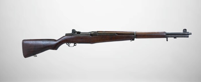 A U.S. M1 Rifle, .30 Caliber, displayed at a National Museum of the Marine Corps storage facility, Marine Corps Base Quantico, Virginia, July 1, 2025.  (U.S. Marine Corps photo illustration by Sgt. James Stanfield)