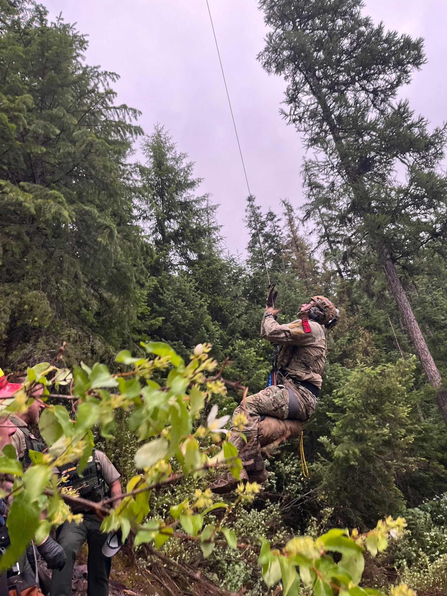 person being hoisted