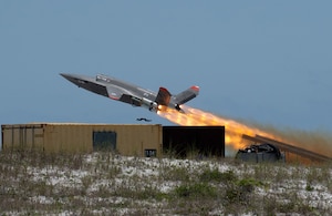 U.S. Air Force XQ-58A Valkyrie during take-off