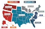 Map of new U.S. Coast Guard districts.