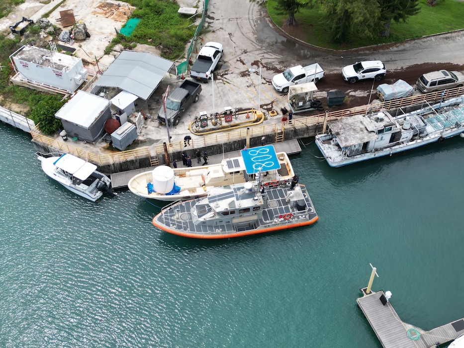 The U.S. Coast Guard, in close collaboration with the Guam Customs and Quarantine Agency, safely moor the 47-foot motor vessel Lucky Harvest in Agana Boat Basin after a tow from offshore on July 1, 2025.