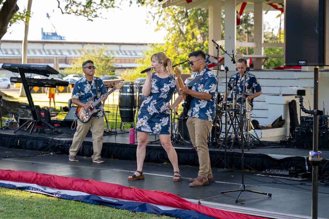 U.S. Pacific Air Force Band performs at the 2025 U.S. Indo-Pacific Command summer engagement in honor of Hawaii community partners in Pearl Harbor, July 2.