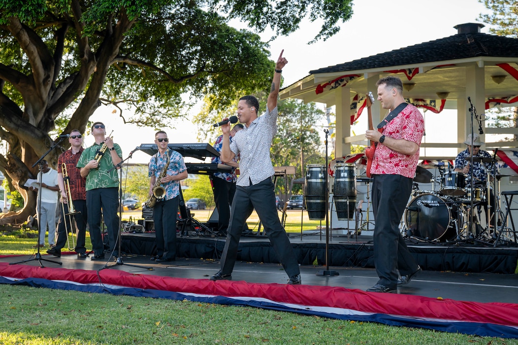 U.S. Pacific Fleet Band performs at the 2025 U.S. Indo-Pacific Command summer engagement in honor of Hawaii community partners in Pearl Harbor, July 2.