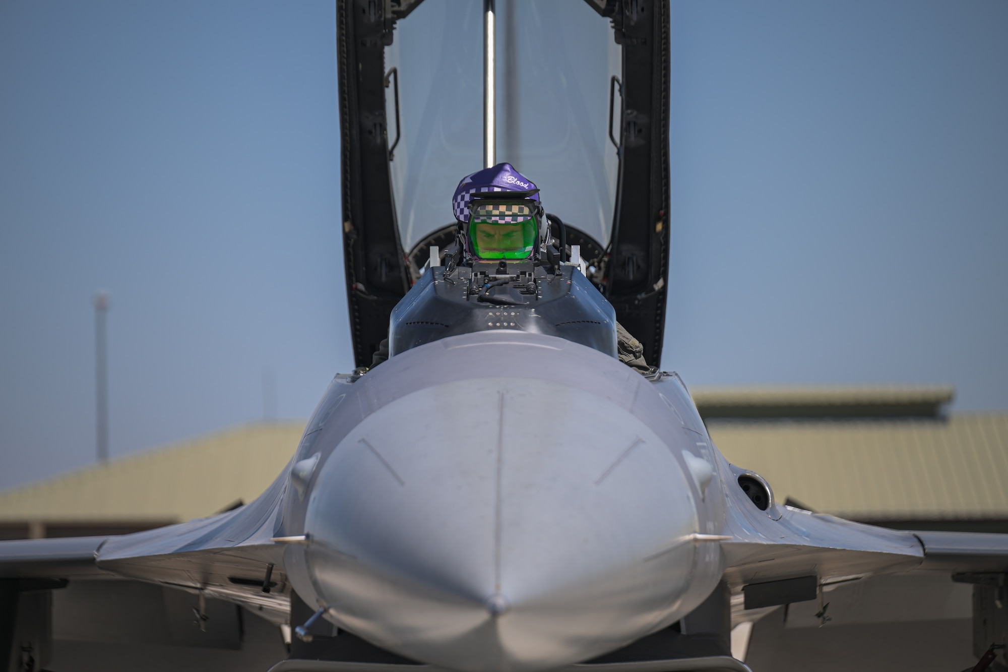 A pilot prepares to take off.